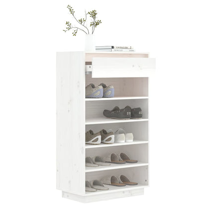 Skoställ Vit Skoskåp 60x34x105 cm massiv furu