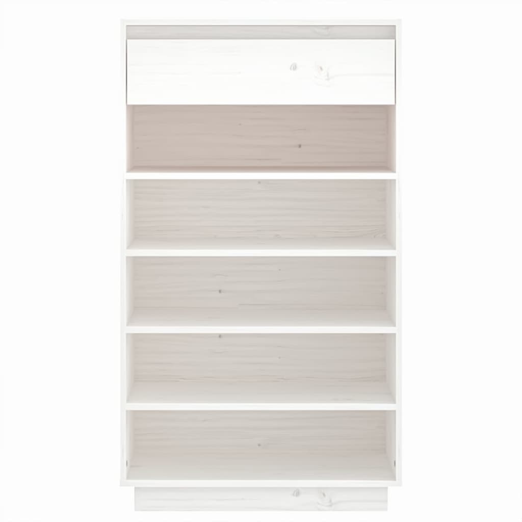 Skoställ Vit Skoskåp 60x34x105 cm massiv furu