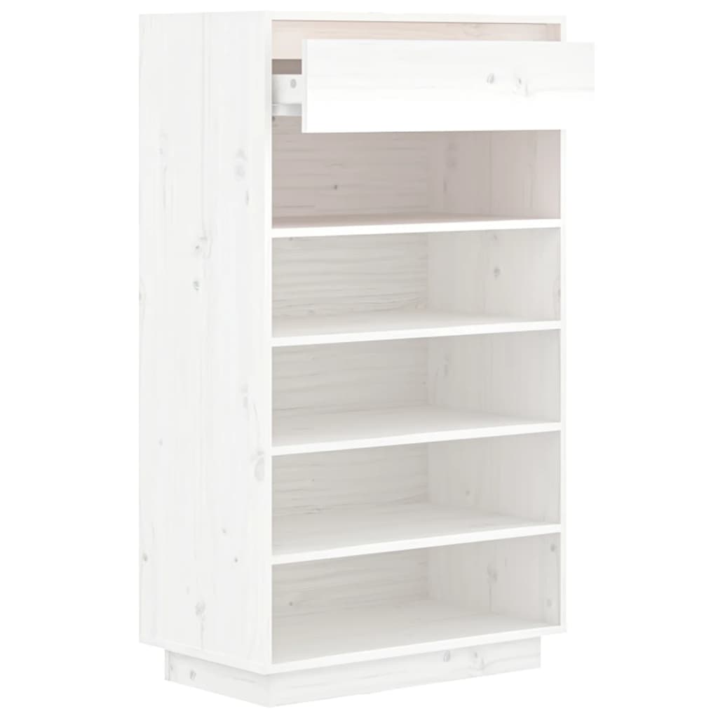 Skoställ Vit Skoskåp 60x34x105 cm massiv furu