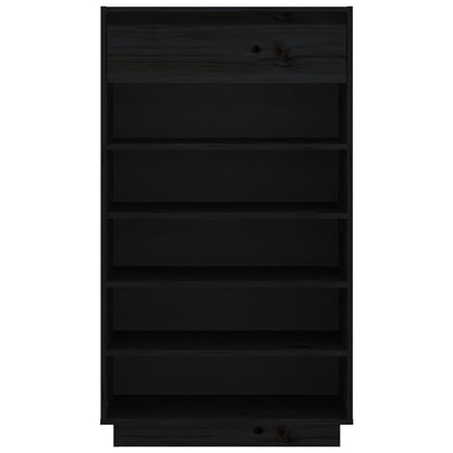 Skoställ Svart Skoskåp 60x34x105 cm massiv furu