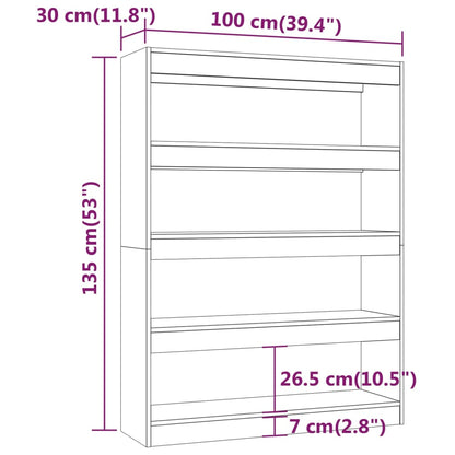 Bokhylla Sonoma Ek Rumsavdelare 100x30x135 cm