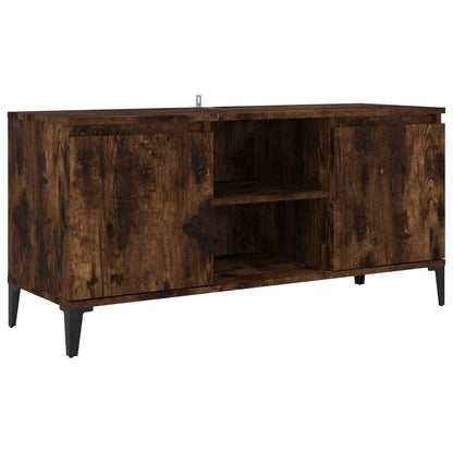 TV-Möbel Rökfärgad Ek TV-Bänk med metallben 103,5x35x50 cm