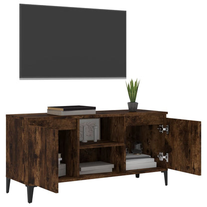 TV-Möbel Rökfärgad Ek TV-Bänk med metallben 103,5x35x50 cm