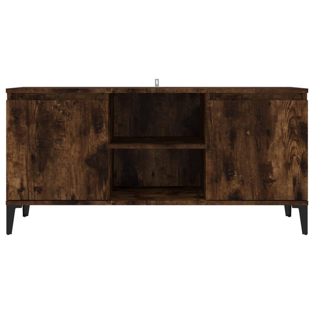 TV-Möbel Rökfärgad Ek TV-Bänk med metallben 103,5x35x50 cm