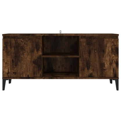 TV-Möbel Rökfärgad Ek TV-Bänk med metallben 103,5x35x50 cm