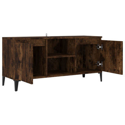 TV-Möbel Rökfärgad Ek TV-Bänk med metallben 103,5x35x50 cm
