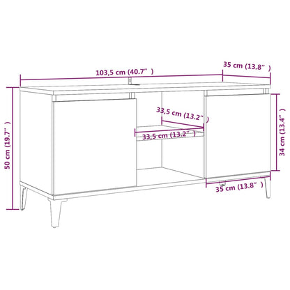 TV-Möbel Rökfärgad Ek TV-Bänk med metallben 103,5x35x50 cm
