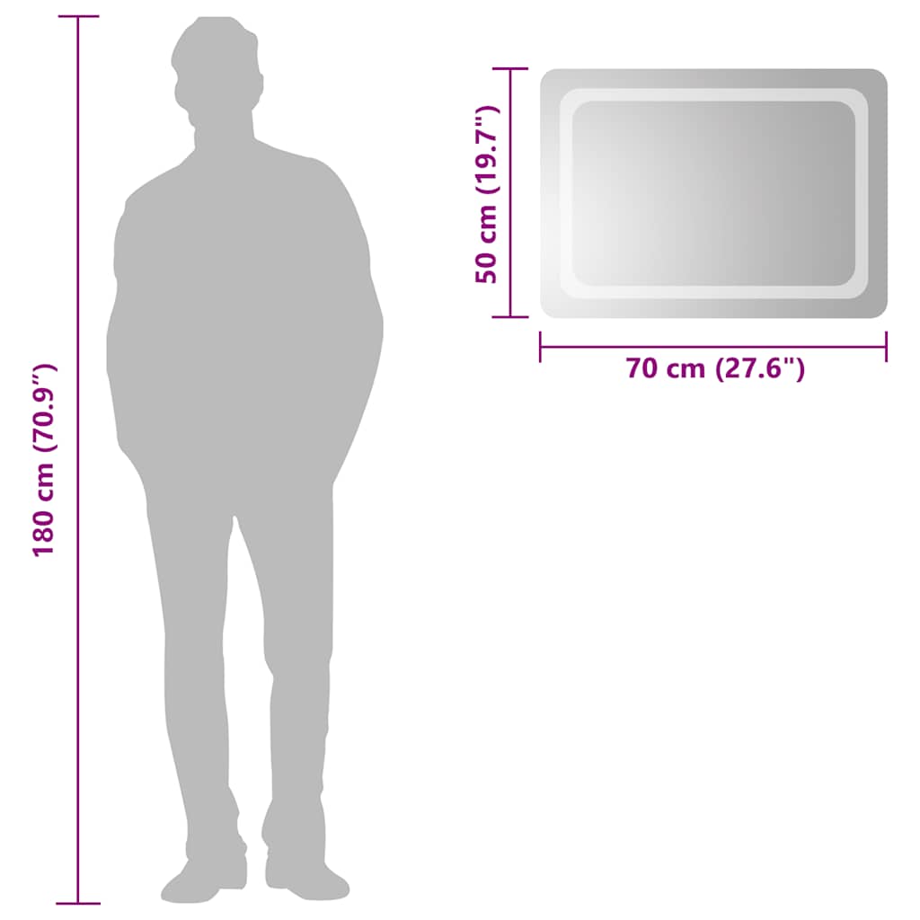 Badrumsspegel LED 70x50 cm