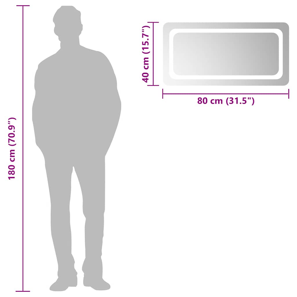 Badrumsspegel LED 80x40 cm