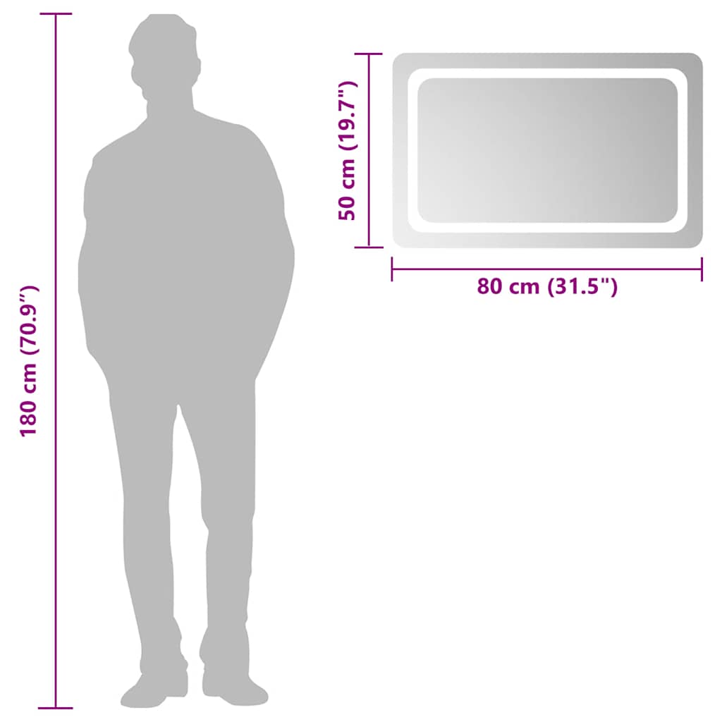 Badrumsspegel LED 80x50 cm