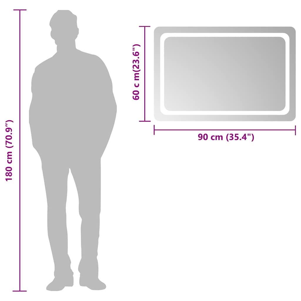 Badrumsspegel LED 90x60 cm