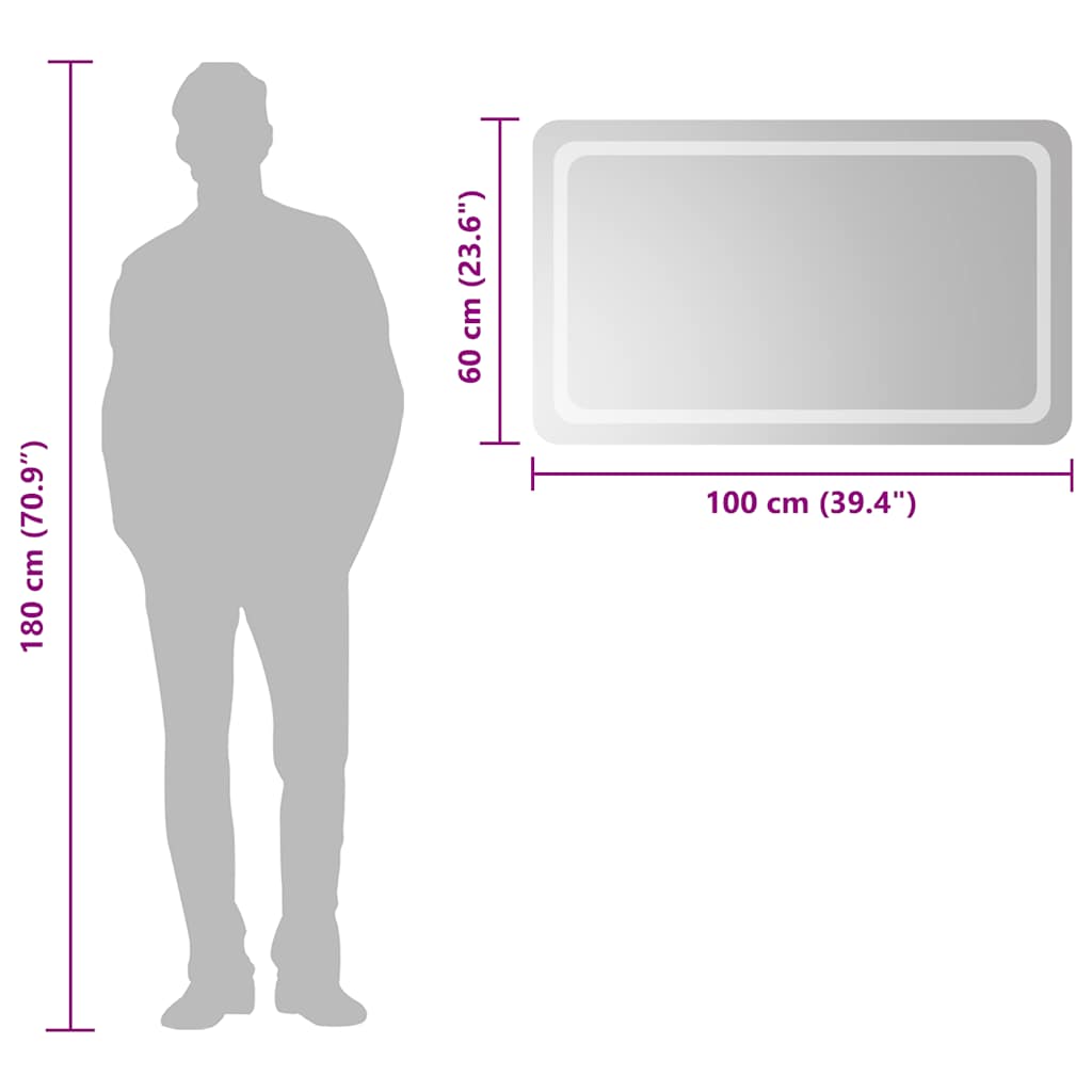 Badrumsspegel LED 100x60 cm