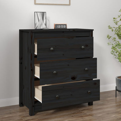 Skänk svart 70x35x80 cm massiv furu