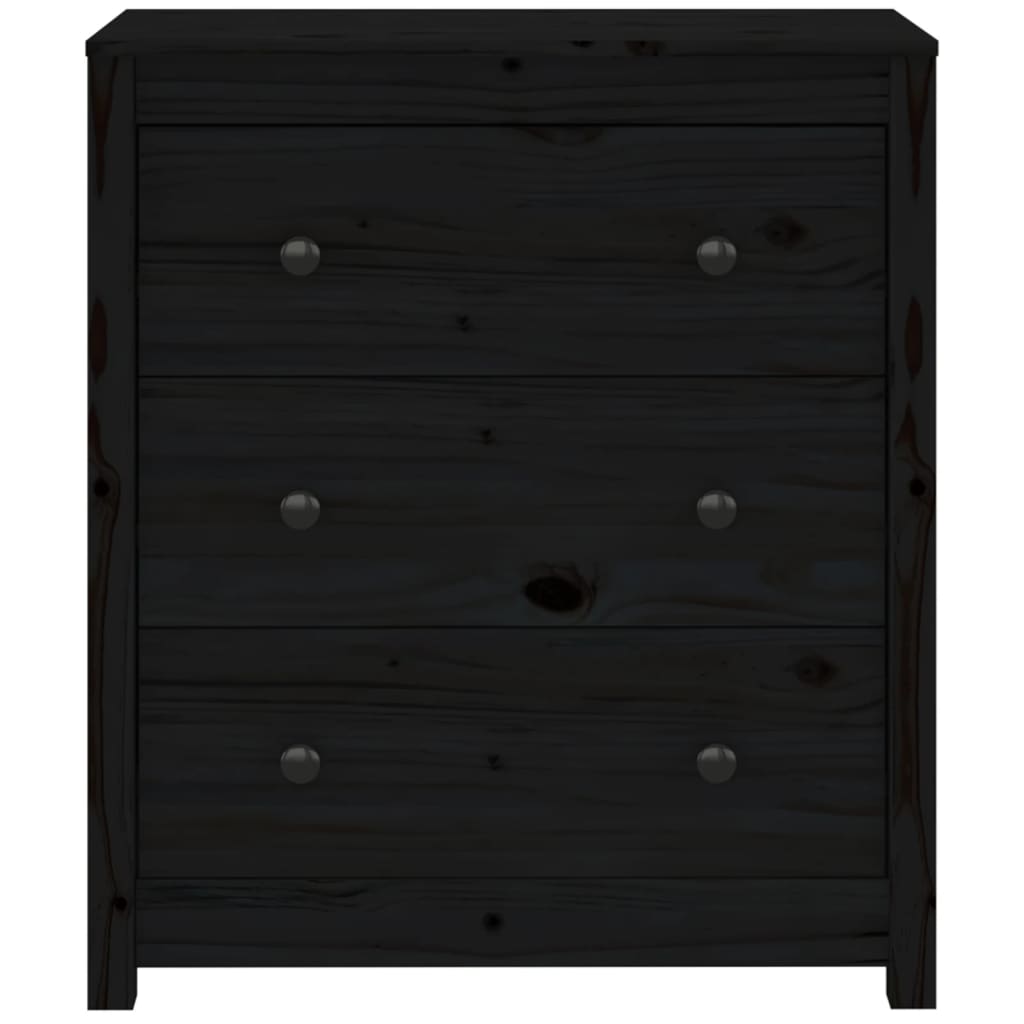 Skänk svart 70x35x80 cm massiv furu