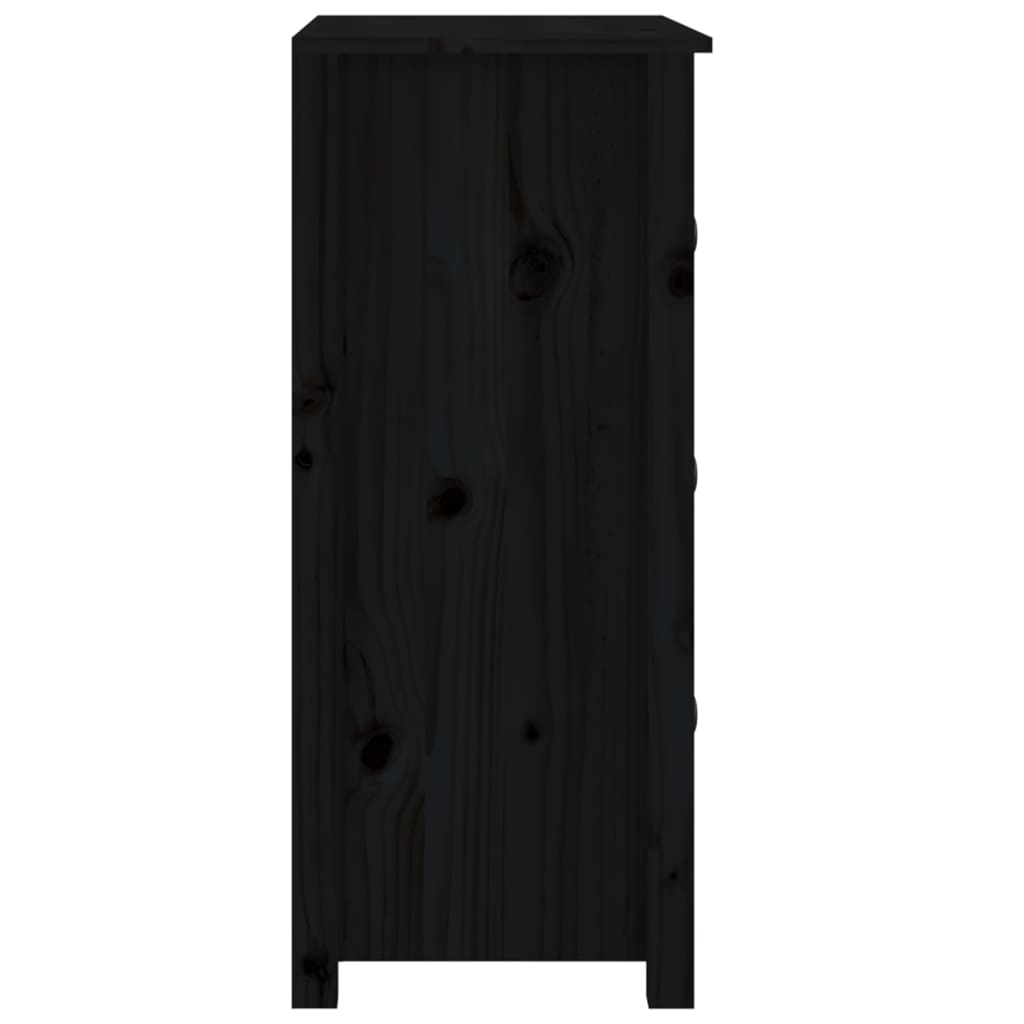 Skänk svart 70x35x80 cm massiv furu