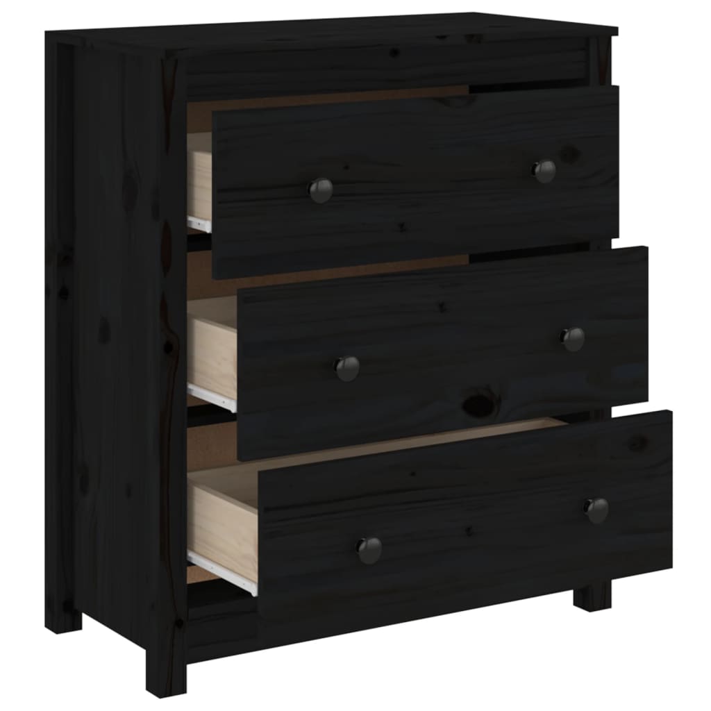 Skänk svart 70x35x80 cm massiv furu