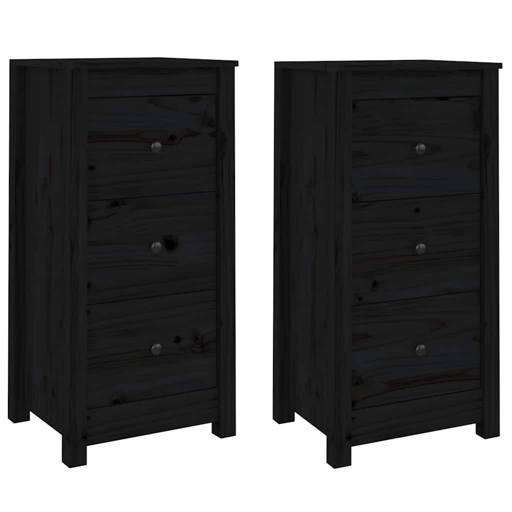 Skänk svart 2 st 40x35x80 cm massiv furu