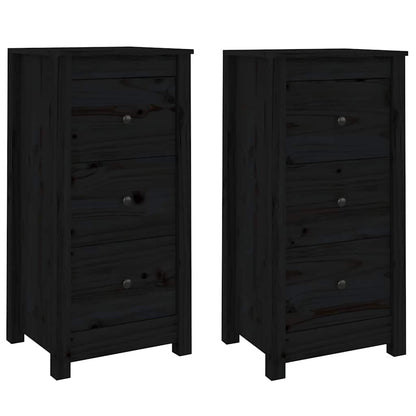 Skänk svart 2 st 40x35x80 cm massiv furu