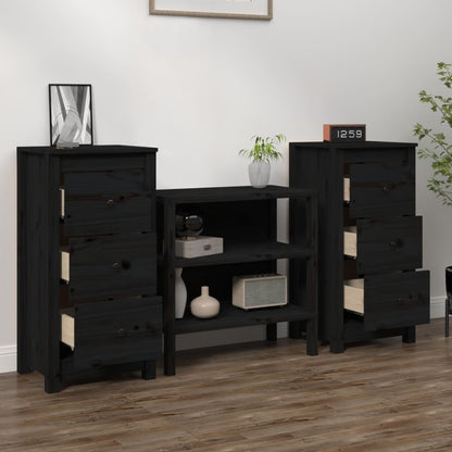 Skänk svart 2 st 40x35x80 cm massiv furu