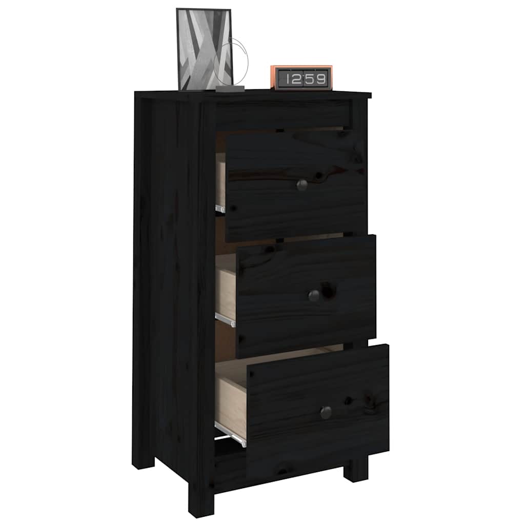 Skänk svart 2 st 40x35x80 cm massiv furu