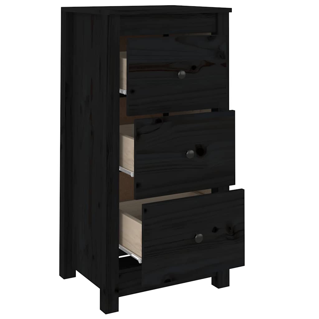 Skänk svart 2 st 40x35x80 cm massiv furu