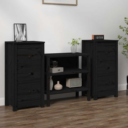 Skänk svart 2 st 40x35x80 cm massiv furu
