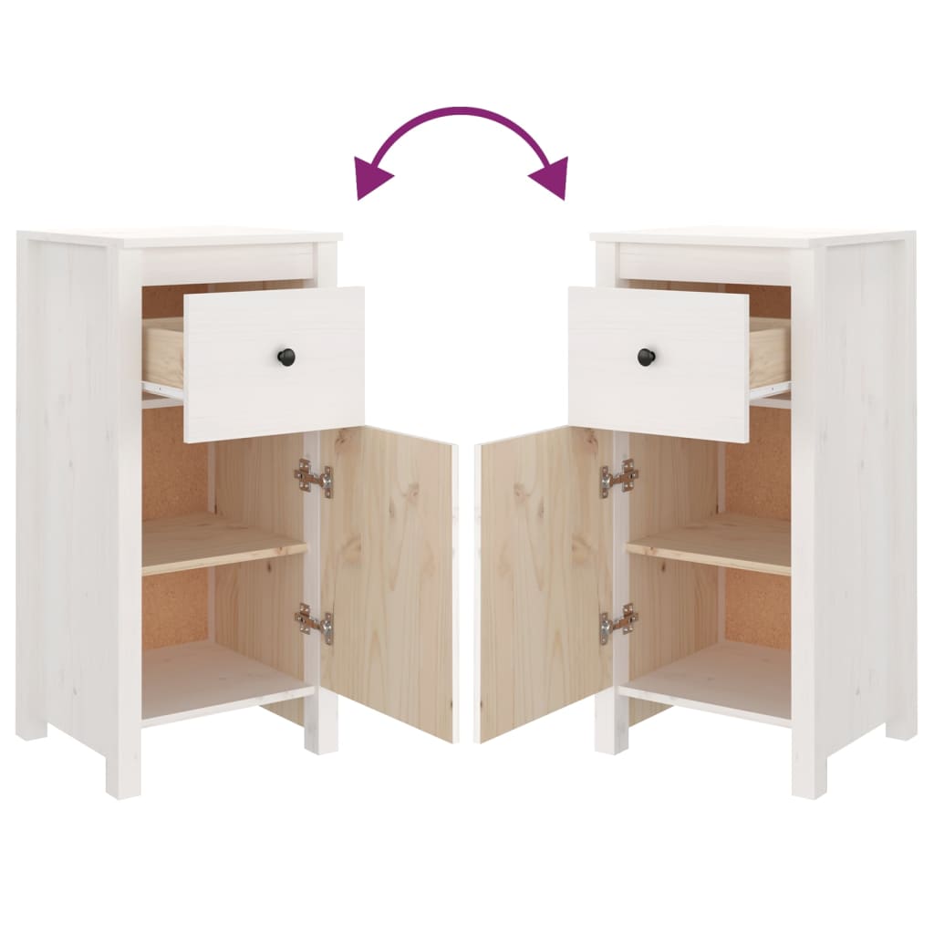 Skåp Vit Trä 2 st 40x35x80 cm massiv furu