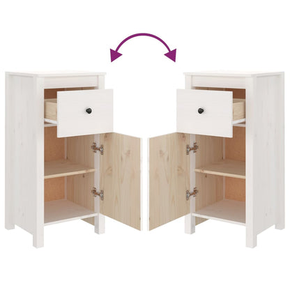 Skåp Vit Trä 2 st 40x35x80 cm massiv furu