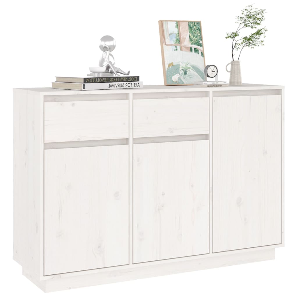 Skänk Vit 110x34x75 cm massiv furu