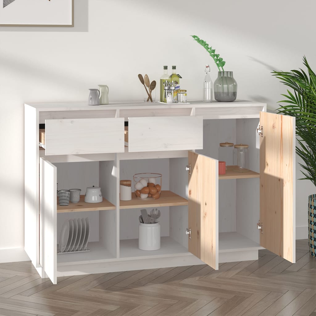 Skänk Vit 110x34x75 cm massiv furu