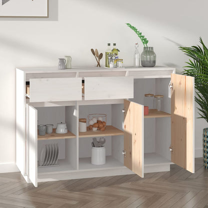 Skänk Vit 110x34x75 cm massiv furu