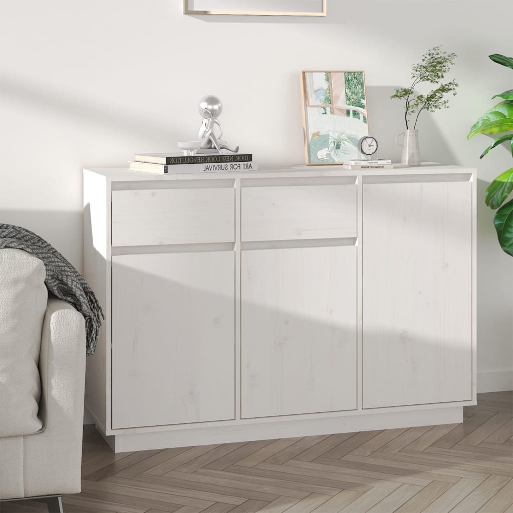 Skänk Vit 110x34x75 cm massiv furu
