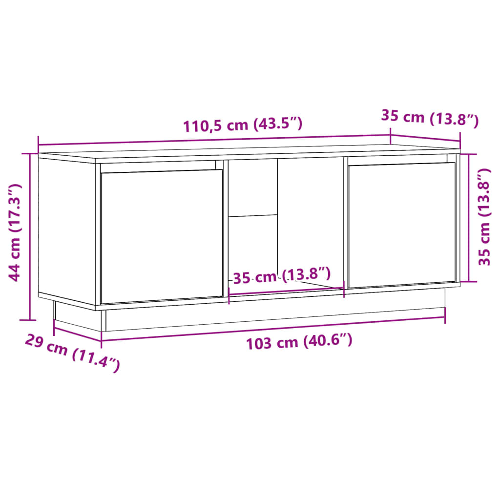 TV-Möbel Trä TV-Bänk 110,5x35x44 cm massiv furu