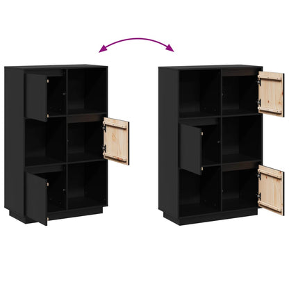 Skåp Svart 74x35x117 cm massiv furu