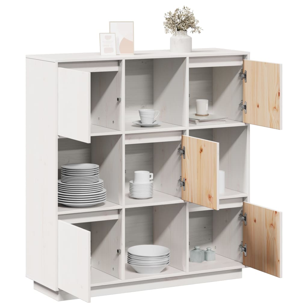 Skåp Vit 110,5x35x117 cm massiv furu