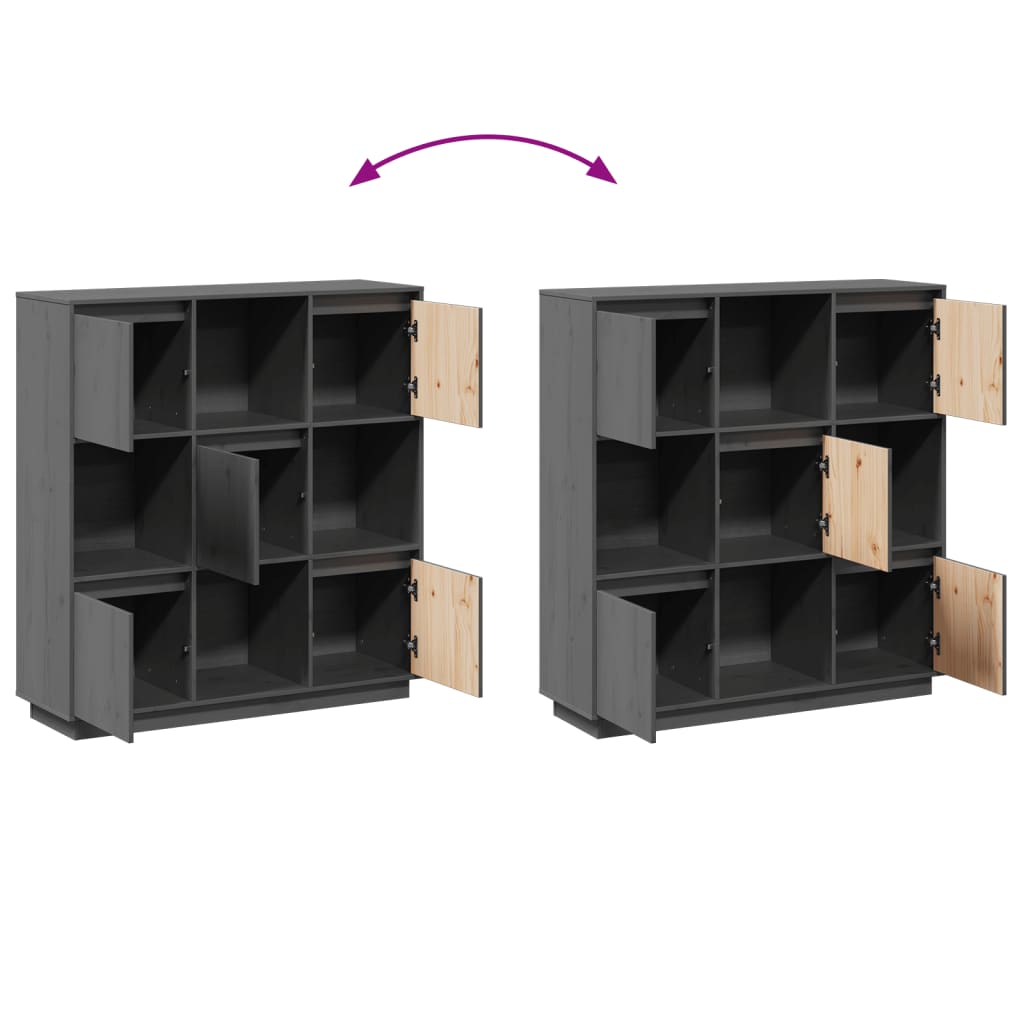 Skåp Grå 110,5x35x117 cm massiv furu