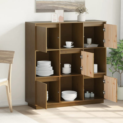 Skåp Trä Honungsbrun 110,5x35x117 cm massiv furu