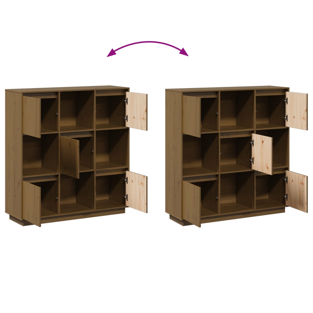 Skåp Trä Honungsbrun 110,5x35x117 cm massiv furu