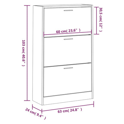 Skoställ Sonoma Ek Skohylla 63x24x103 cm