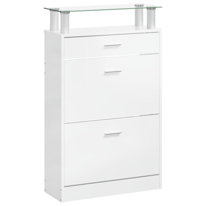 Skoställ Högglans Vit Skoskåp 63x24x104 cm