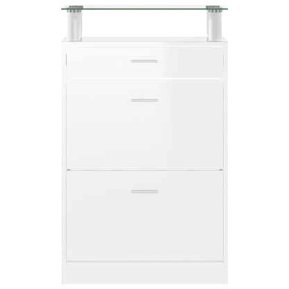 Skoställ Högglans Vit Skoskåp 63x24x104 cm