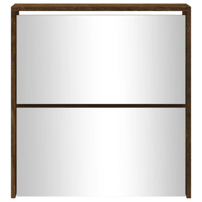 Skoställ Rökfärgad Ek Skoskåp med 2 skåp 63x17x67 cm