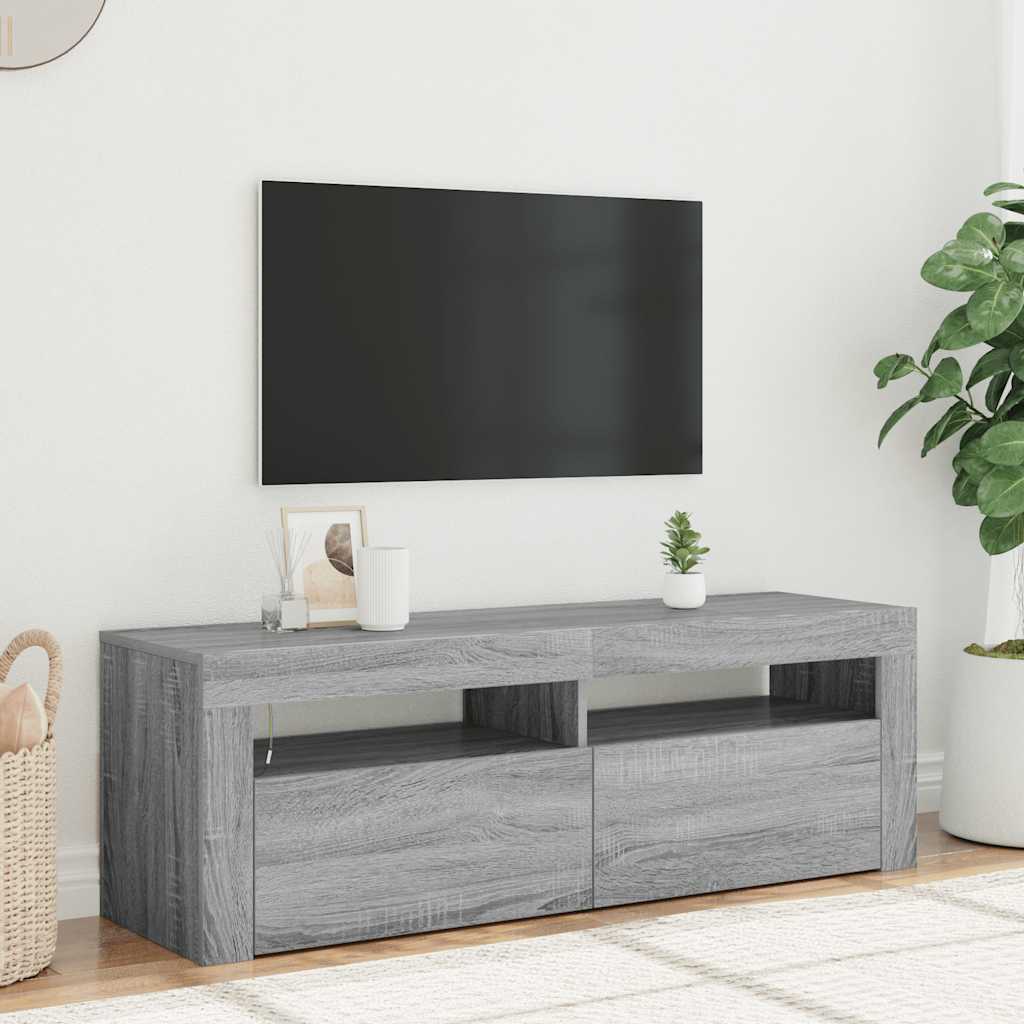 TV-Möbel Sonoma Grå TV-Bänk LED 120x35x40 cm