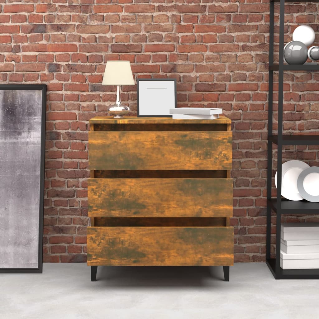 Byrå rökfärgad ek 60x35x69 cm konstruerat trä