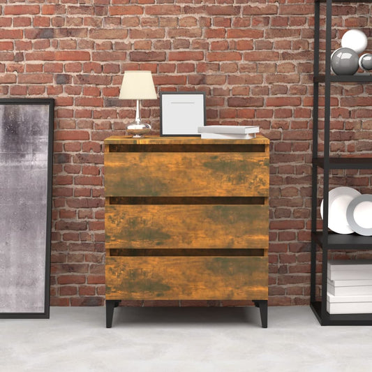 Byrå rökfärgad ek 60x35x69 cm konstruerat trä