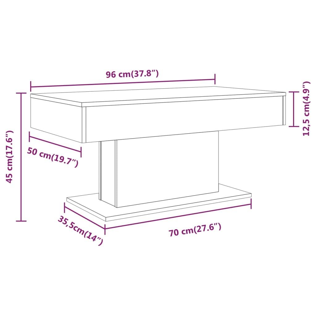 Soffbord Rökfärgad Ek 96x50x45 cm
