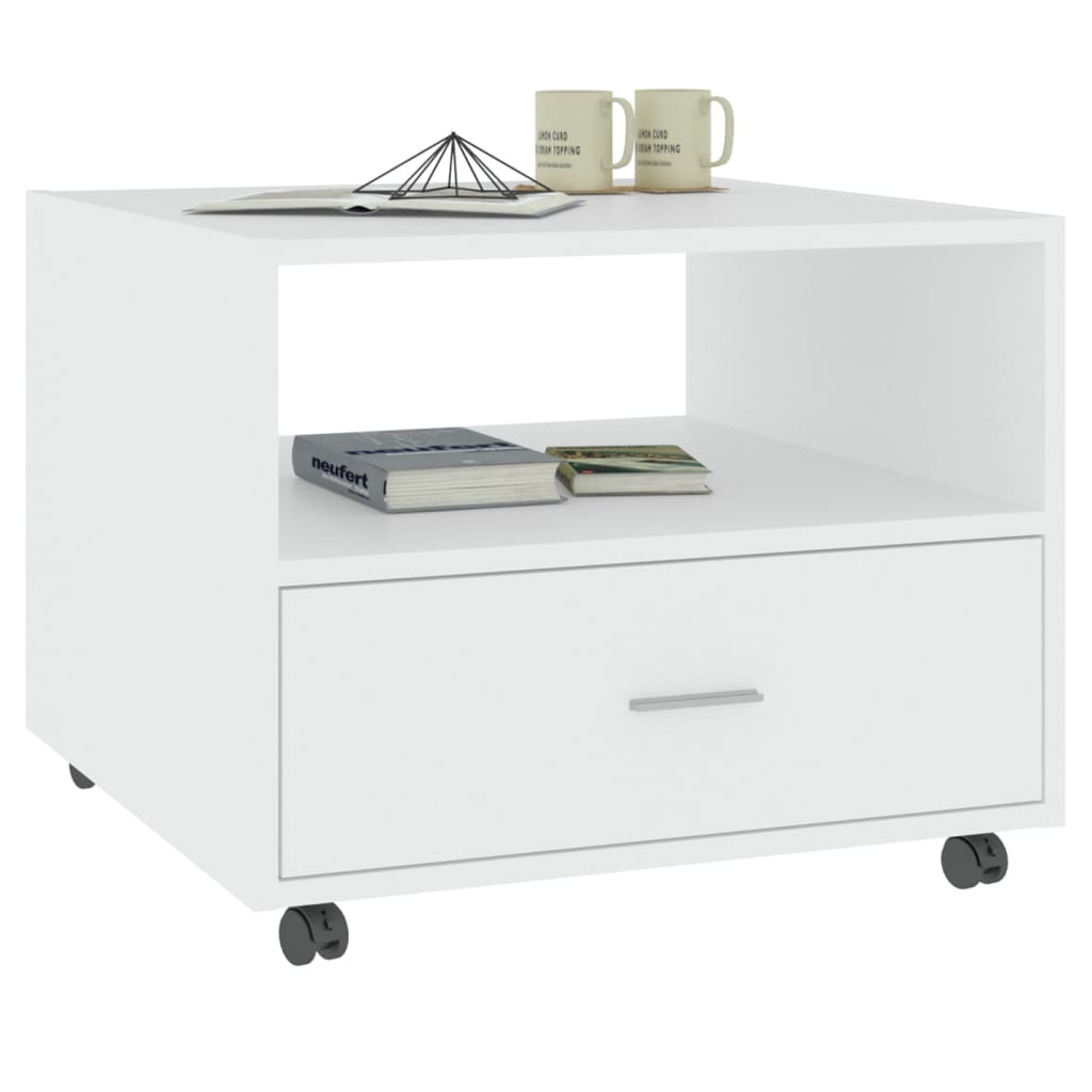 Soffbord vit 55x55x40 cm konstruerat trä