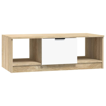 Soffbord Vit och Sonoma Ek 102x50x36 cm