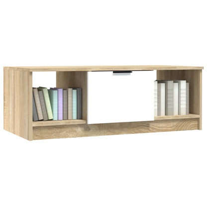 Soffbord Vit och Sonoma Ek 102x50x36 cm