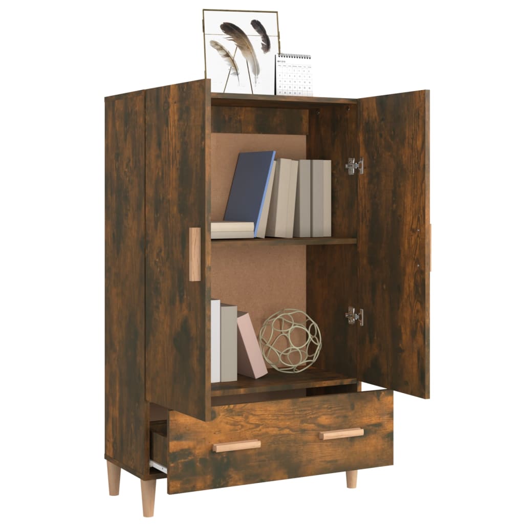 Skåp Rökfärgad ek 70x31x115 cm konstruerat trä